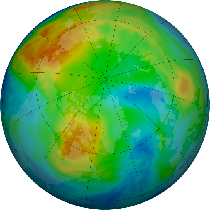 Arctic ozone map for 29 January 1993